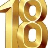 Number 18 Gold Cardboard Cutout