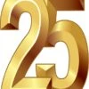 Number 25 Gold Cardboard Cutout