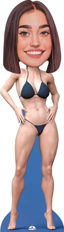 Female Body Builder With Custom Cartoon Head Cutout