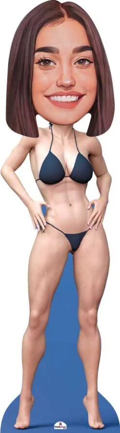 Female Body Builder With Custom Cartoon Head Cutout