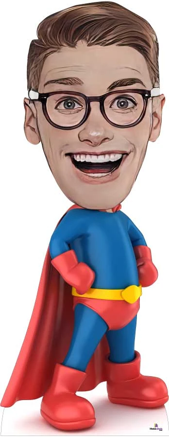 Superhero With Custom Cartoon Head Cutout 3 Superhero With Custom Cartoon Head Cutout