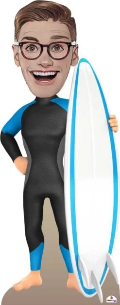 Surfer With Custom Cartoon Head Cutout