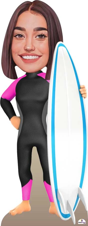 Surfer With Custom Cartoon Head Cutout 4 Surfer With Custom Cartoon Head Cutout - Image 2