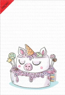 Giant Greeting Card Birthday 001 -Lifesize Cutouts Shop birthday unicorn cake blank front