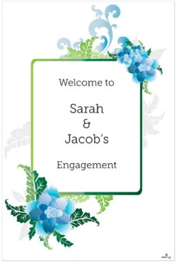 Blue Floral 104 Welcome Board - 90cm X 60cm