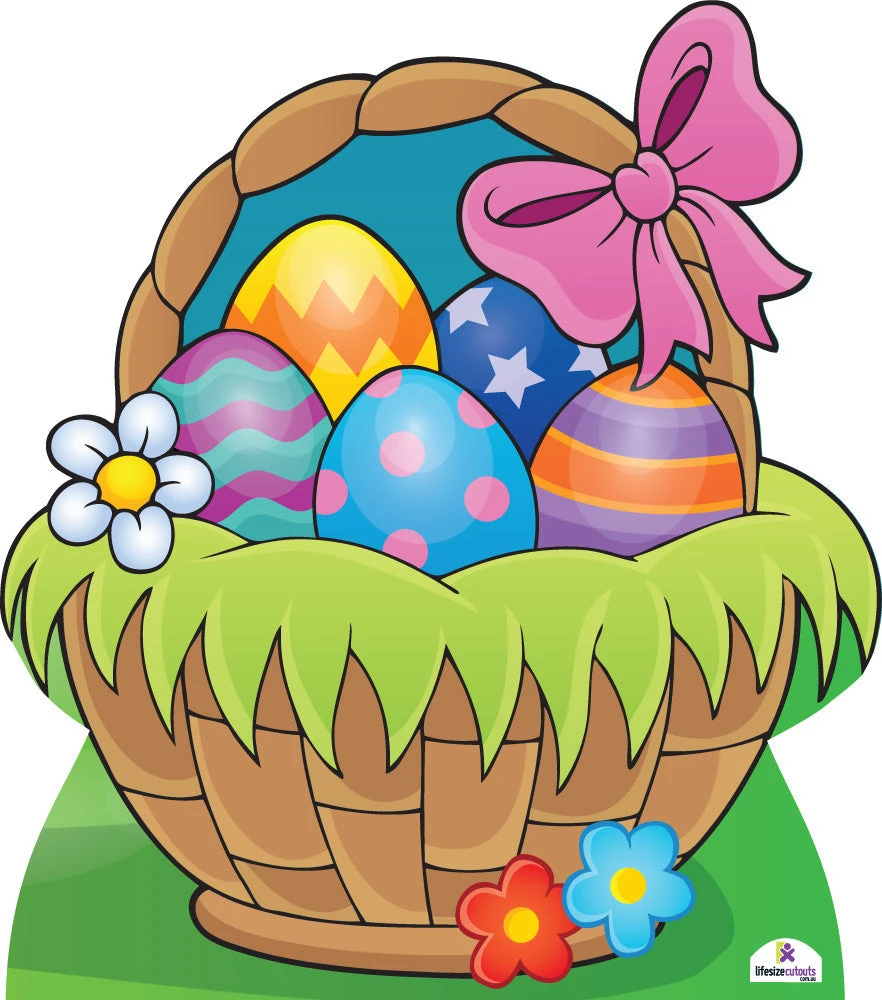 Easter Basket With Eggs Cardboard Cutout 70cm 3 Easter Basket With Eggs Cardboard Cutout 70cm
