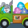 Easter Bunny In Truck Cardboard Cutout