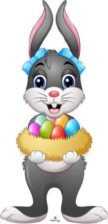 Easter Bunny Standing With Eggs 341 Cardboard Cutout