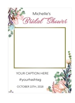 Floral Leaves Bridal Shower Selfie Frame Small - 90cm X 60cm