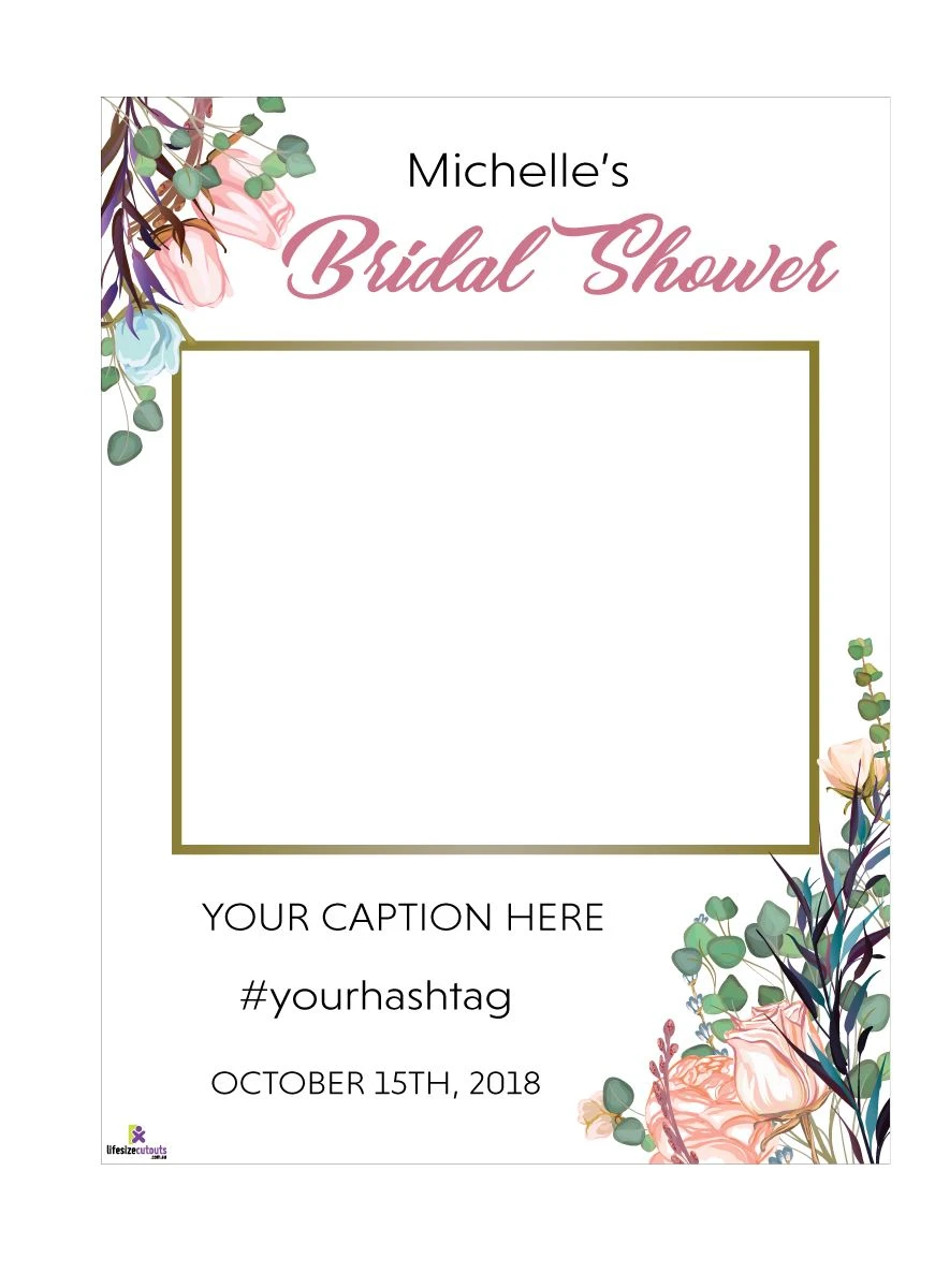 Floral Leaves Bridal Shower Selfie Frame Small - 90cm X 60cm 3 Floral Leaves Bridal Shower Selfie Frame Small - 90cm X 60cm
