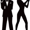 James Bond And Spy Girl Silhouette Cardboard Cutout Package