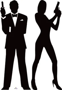 James Bond And Spy Girl Silhouette Cardboard Cutout Package