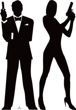 James Bond And Spy Girl Silhouette Cardboard Cutout Package