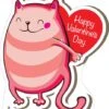 Pink Cat "Happy Valentines Day" Cutout -Lifesize Cutouts Shop pink cat valentines day with heart 1