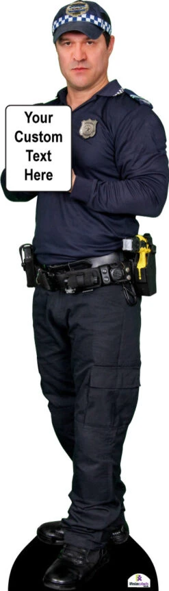 Policeman With Custom Sign Cardboard Cutout