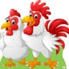 Chickens - Rooster And Hen 870 Cutout - 75cm