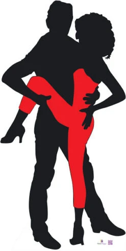 Silhouette - Dancers With Colour - Dance Party Theme Cardboard Cutout 0100 -Lifesize Cutouts Shop silhouette dancers in colour red 0100