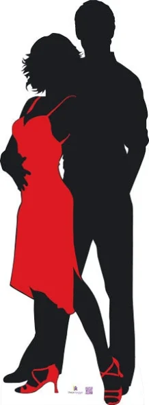 Silhouette - Dancers With Colour - Dance Party Theme Cardboard Cutout 0104 -Lifesize Cutouts Shop silhouette dancers in colour red 0104