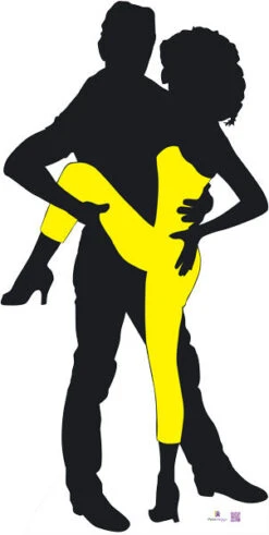 Silhouette - Dancers With Colour - Dance Party Theme Cardboard Cutout 0100 -Lifesize Cutouts Shop silhouette dancers in colour yellow 0100 1