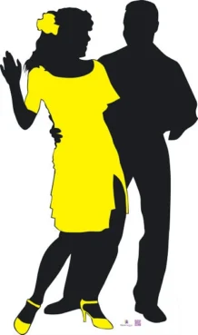 Silhouette - Dancers With Colour - Dance Party Theme Cardboard Cutout 0103 -Lifesize Cutouts Shop silhouette dancers in colour yellow 0103