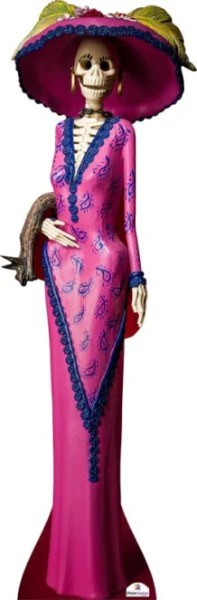 Day Of The Dead Skeleton In Pink Dress Cardboard Cutout
