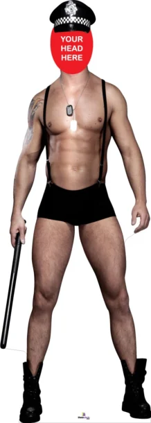 Topless Policeman 194 Head Swap Cardboard Cutout